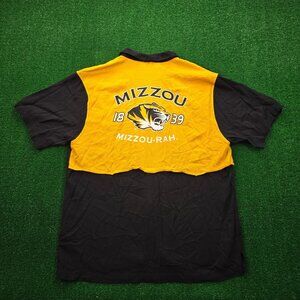 Missouri Tigers Shirt Mens 2XL Black Yellow MIZZOU Button Up Camp Hawaiian Beach